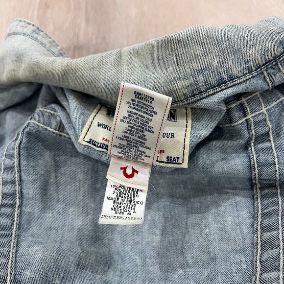 Light Wash True Religion Oversize Denim Trucker Jacket - Picture 7 of 7